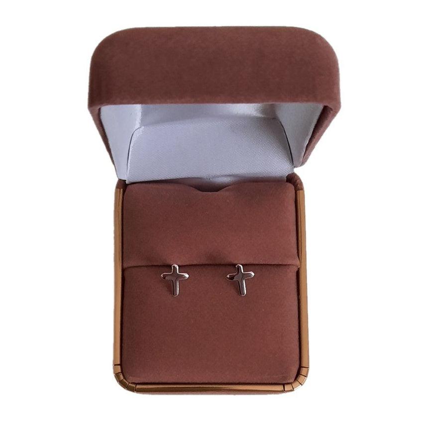 Sterling Silver Stud Cross Communion Earrings