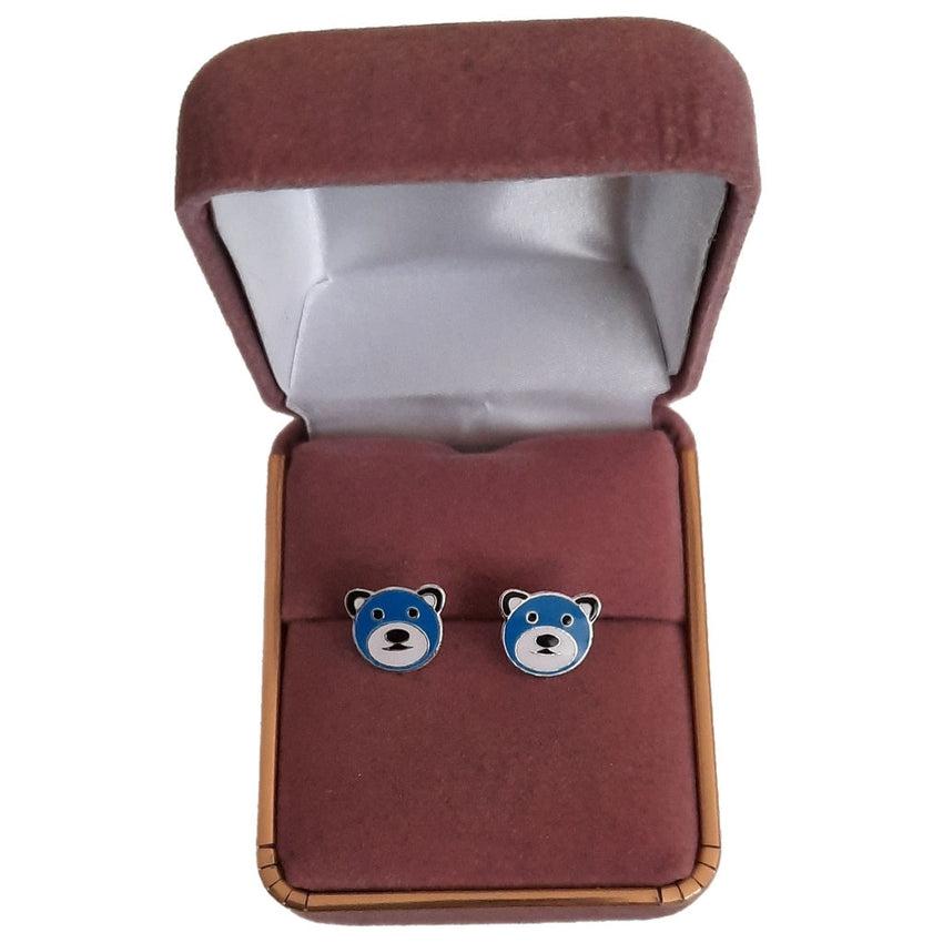 Sterling Silver Teddy Face Earrings