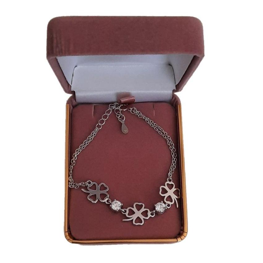 Sterling Silver Three Clover Bracelet