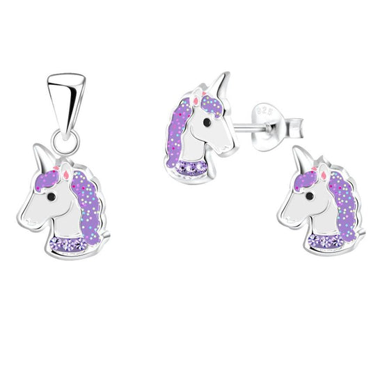 Sterling Silver Unicorn Childs Matching Jewellery Set
