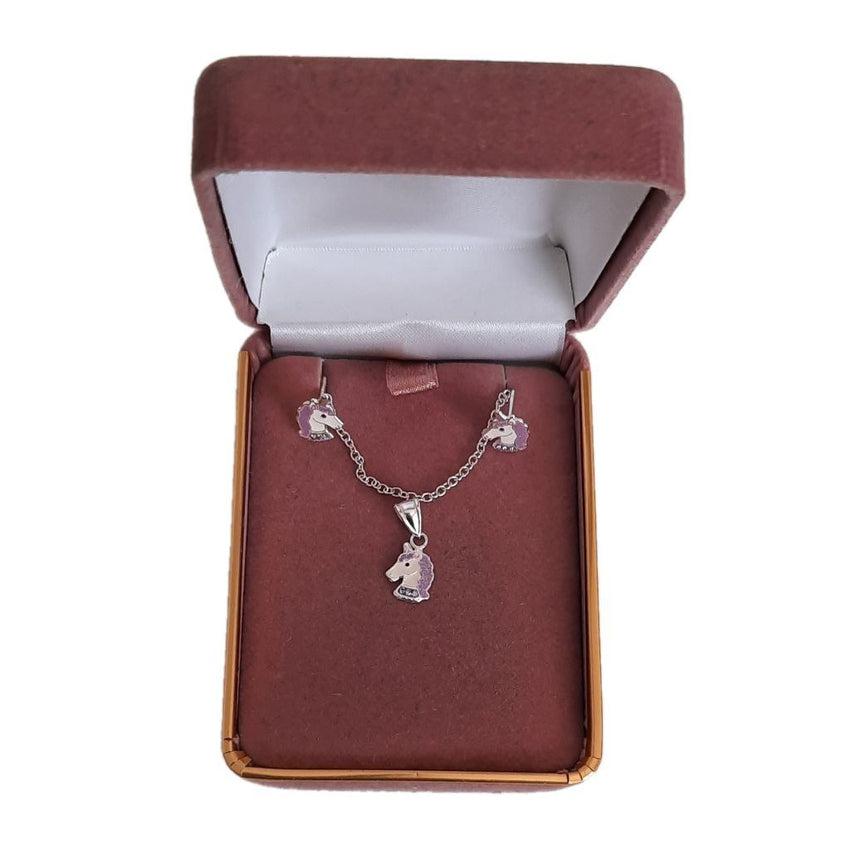 Sterling Silver Unicorn Childs Matching Jewellery Set