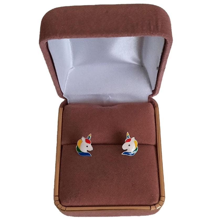 Sterling Silver Unicorn Girls Stud Earrings