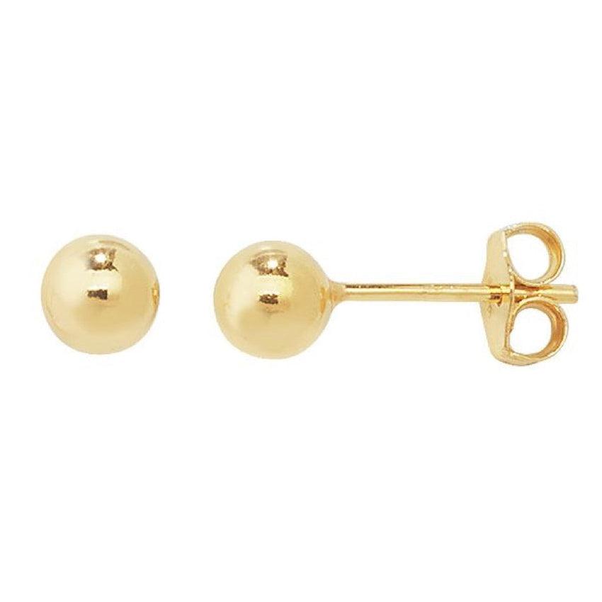 Sterling Silver With Gold Plating 5mm Stud Earrings