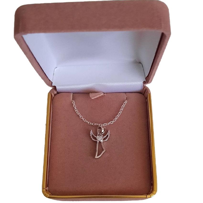 Sterling Silver Angel Pendant With Cubic Zirconia