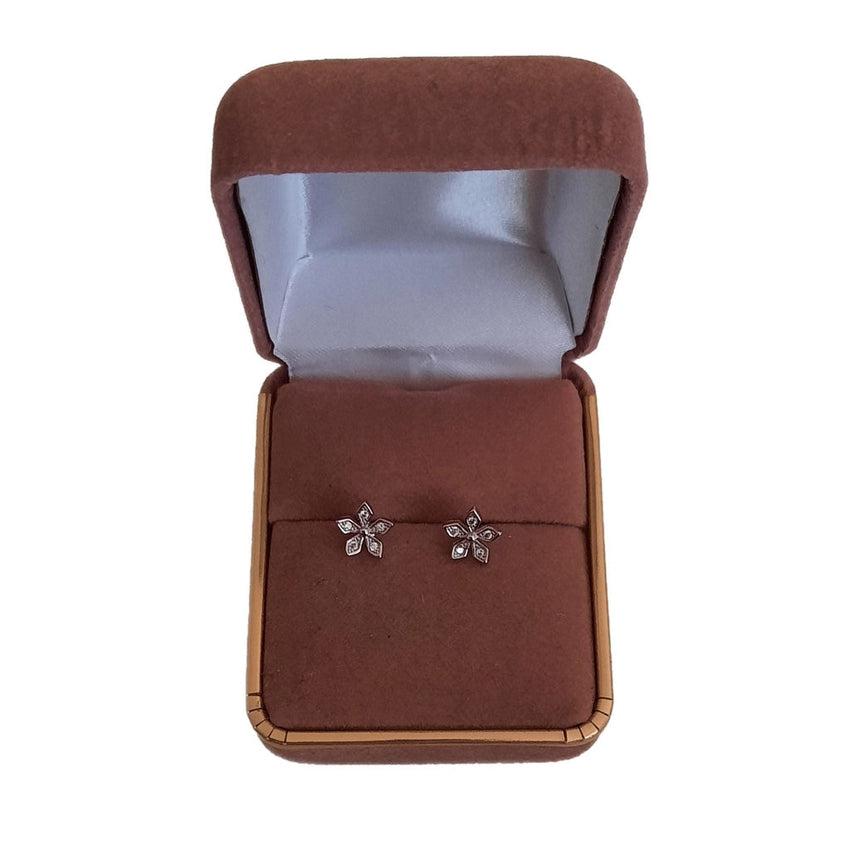 Sterling Silver Cubic Zirconia Small Petal Flower Earrings