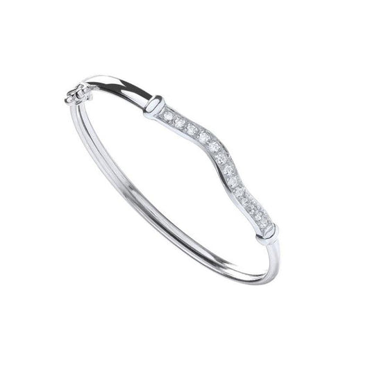 Sterling Silver Cubic Zirconia Stone Baby Bangle