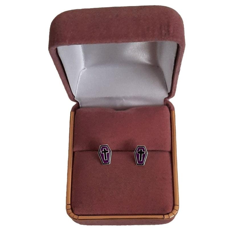 Sterling Silver Halloween Coffin Earrings