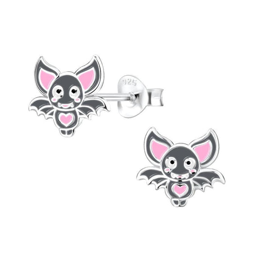 Sterling Silver Halloween Funny Bat Earrings
