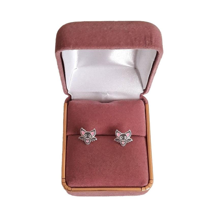 Sterling Silver Halloween Funny Bat Earrings
