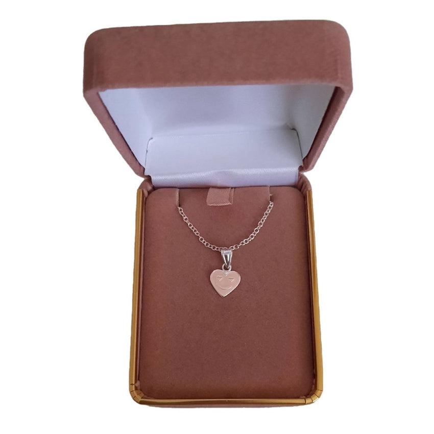 Sterling Silver Pink Heart Smiley Face Pendant