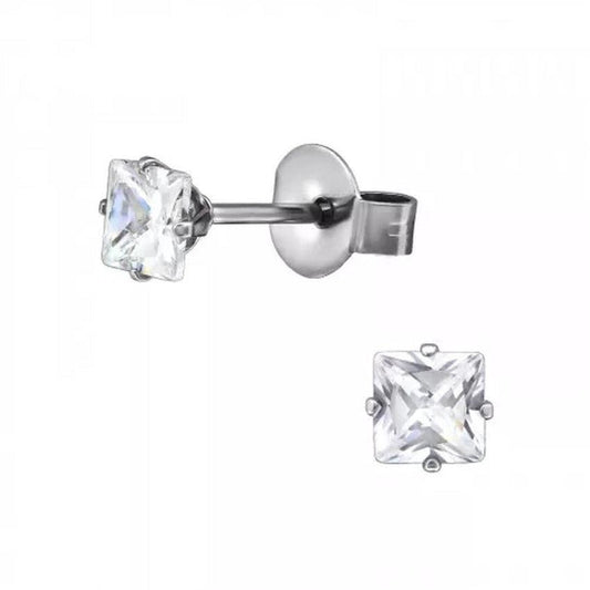 Sterling Silver Small 3mm Cubic Zirconia Stud Earrings