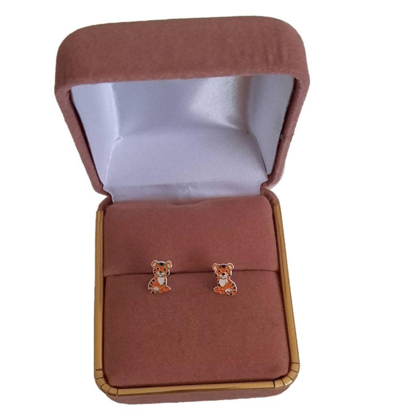 Sterling Silver Tiger Small Stud Earrings