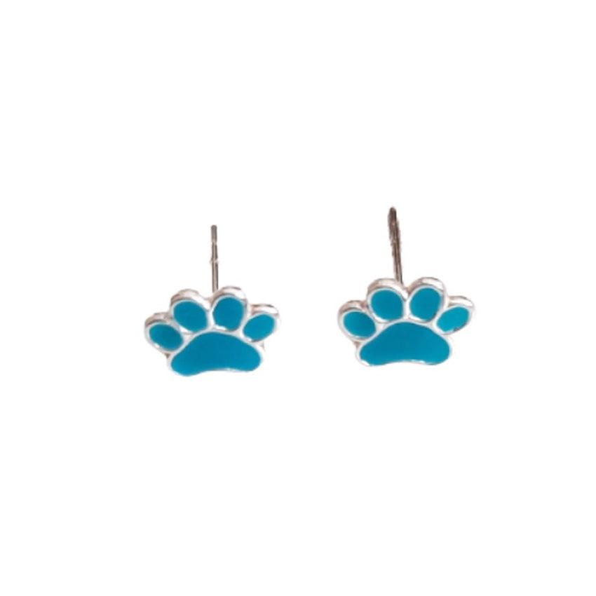 Teal Green Animal Paw Childrens Earrings