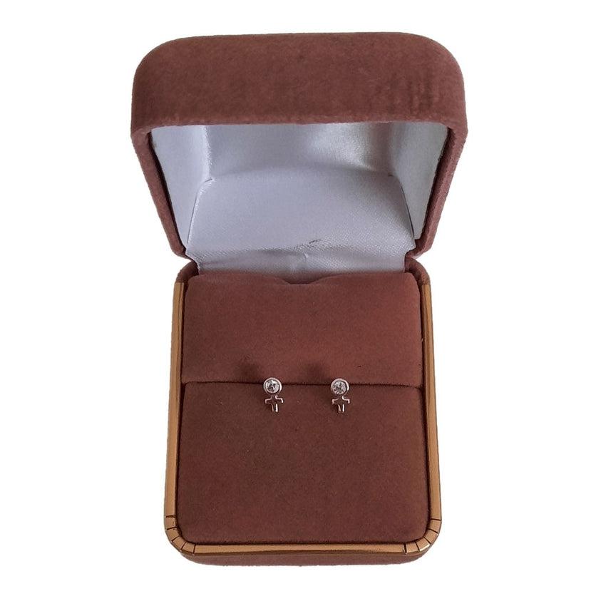 Tiny Cross And Circle Cross Communion Earrings