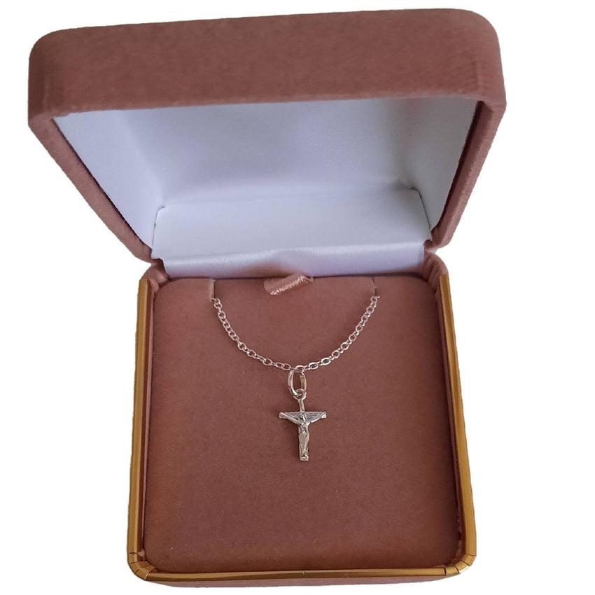 Very Small Child Size Sterling Silver Crucifix Pendant