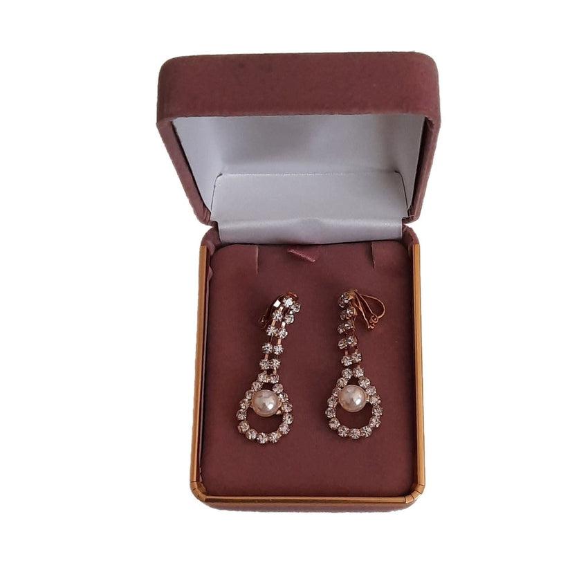 Vintage Inspired Gold Tone Clip On Earrings With A Pearl Centre