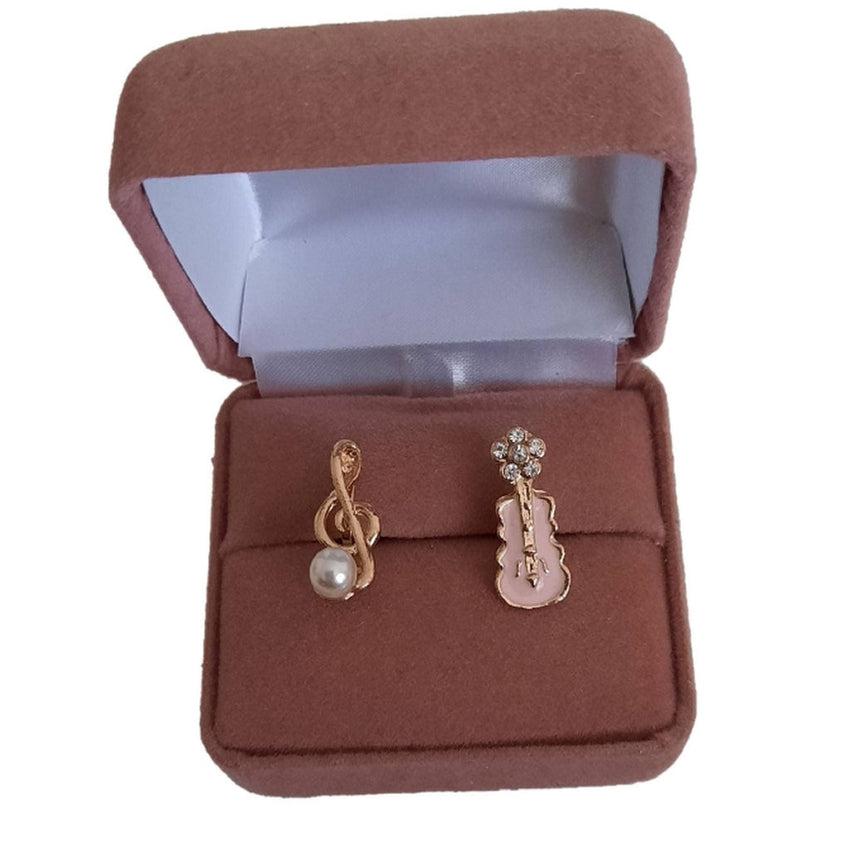 Violin And Music Note Clip On Earrings