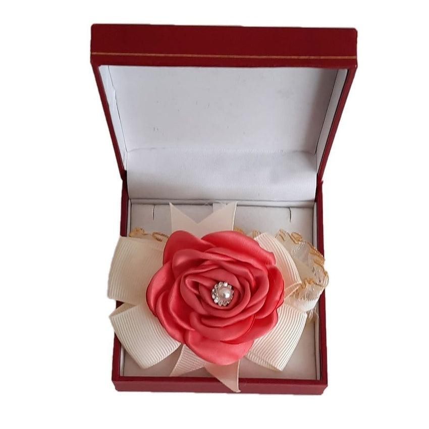 Watermelon Satin Rose Flower Wrist Corsage
