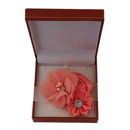 Watermelon With A Pearl Centre Flower Wrist Corsage