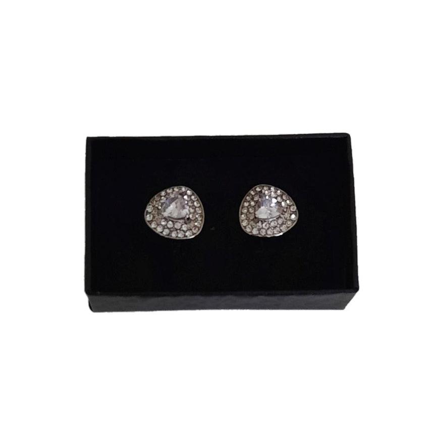 White Coloured Crystal Triangle Shaped Diamante Cufflinks