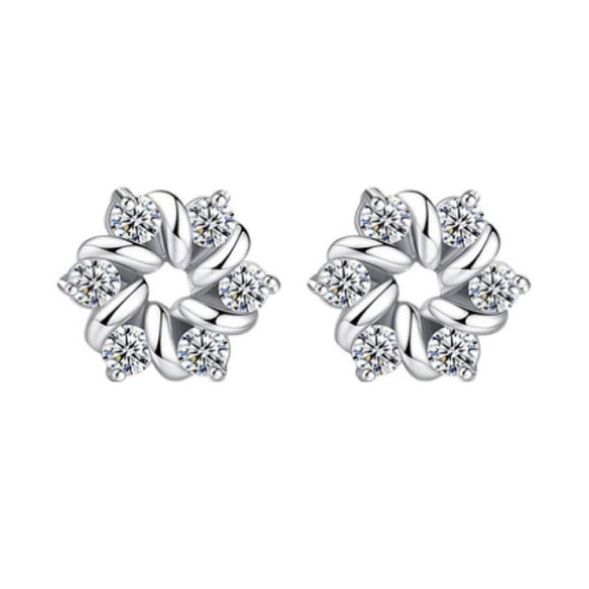 White Cubic Zirconia Childs Flower Earrings