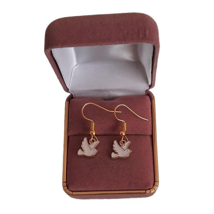 White Dove Hook Drop Earrings