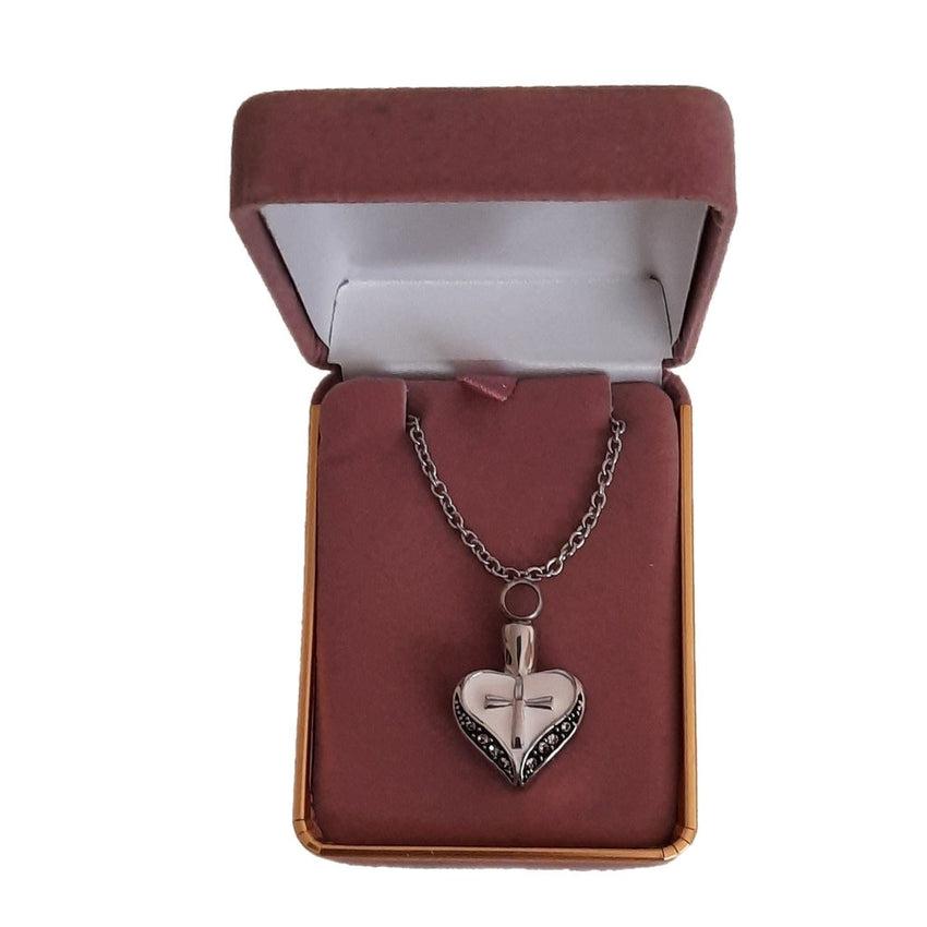 White Enamel Cross Memorial Cremation Ashes Pendant
