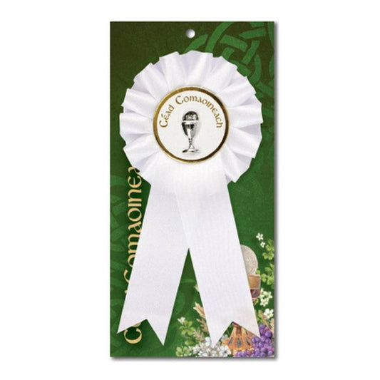 White First Holy Communion Irish Rosette