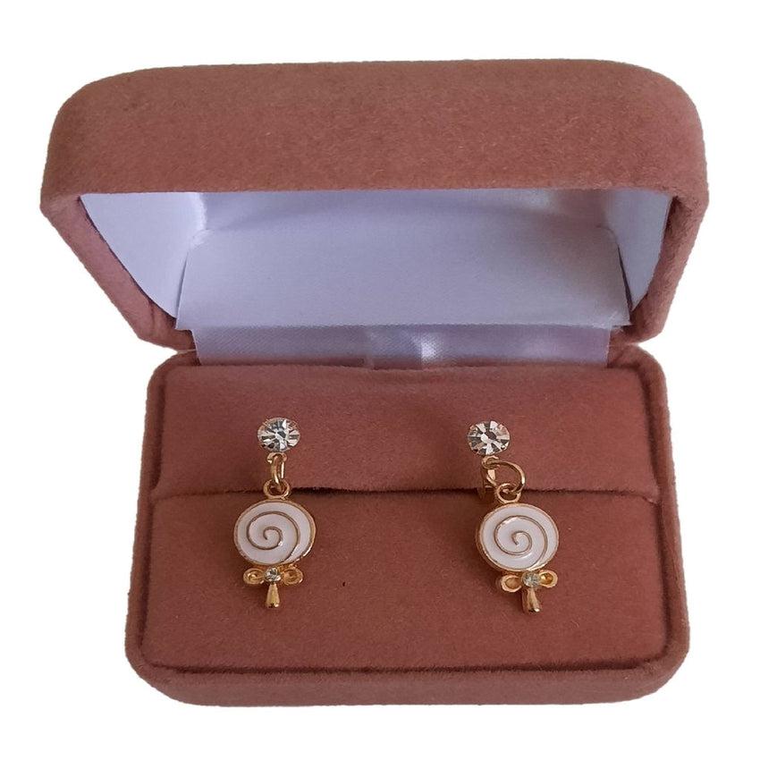 White Lollipop Clip On Earrings