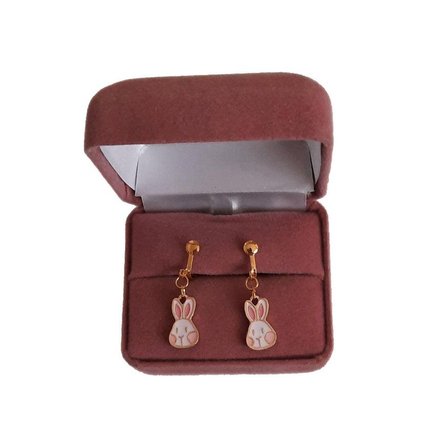 White Rabbit Clip On Earrings