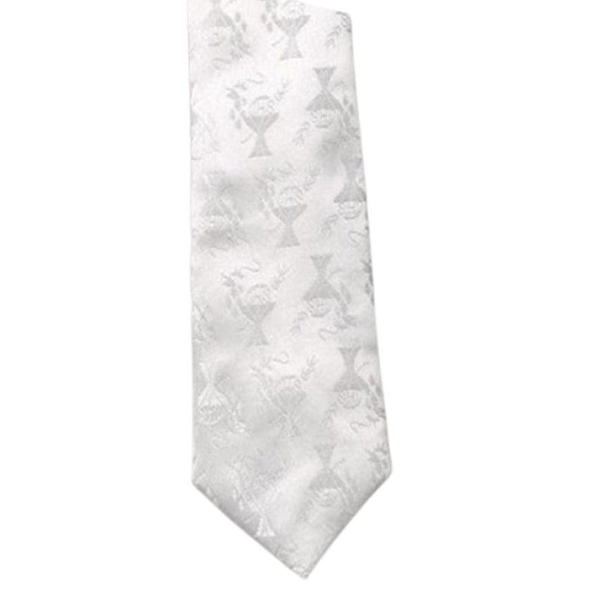 White Satin Clip On Boys Communion Tie