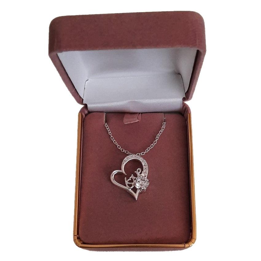 White Stone Half Cubic Zirconia Stone With The Word Love Pendant