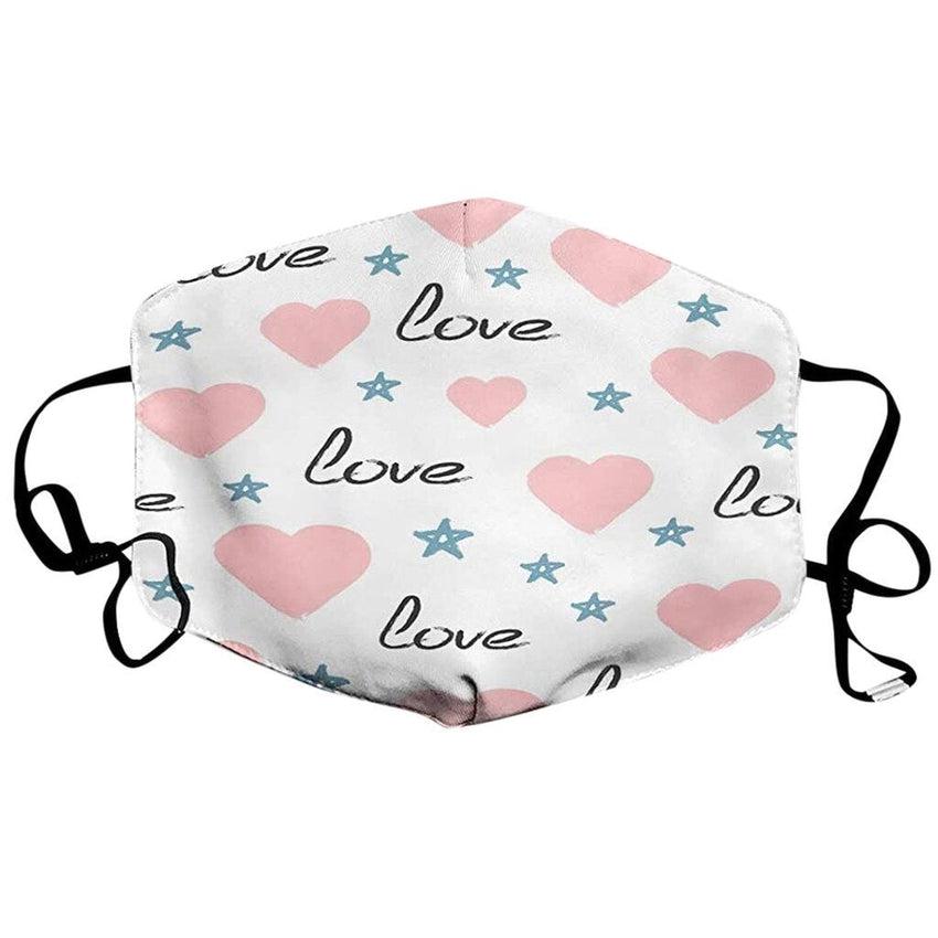 White With Pink Hearts Love Face Mask