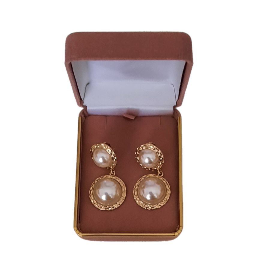 Woven Edge Pearl Clip On Earrings(2)