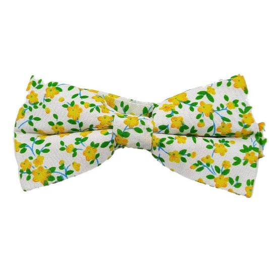 Yellow And Green Flower Bow Tie