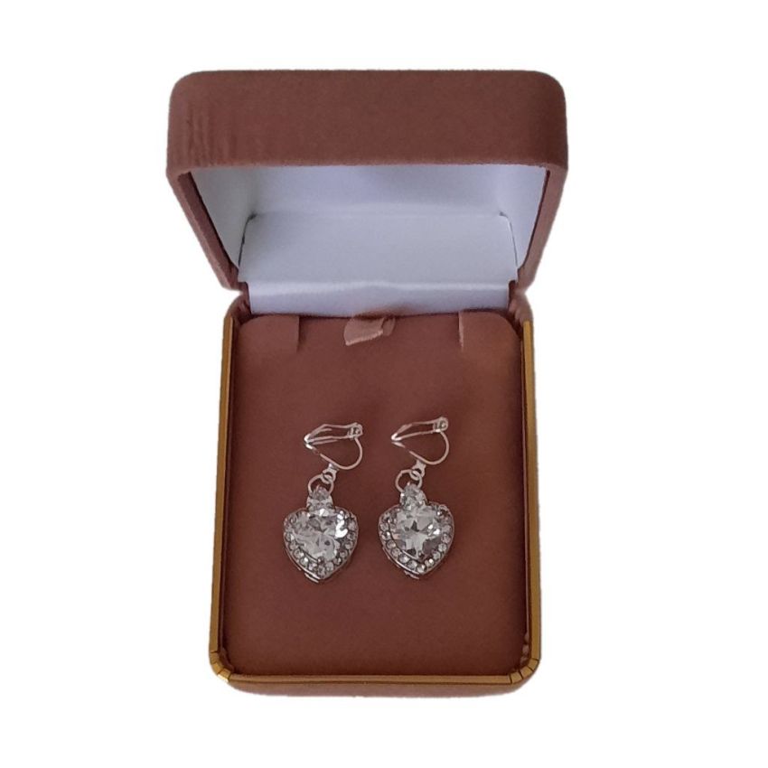 Zirconia Heart Clip On Earrings(2)