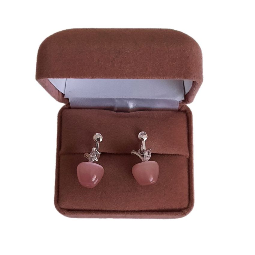 3D Pink Apple Clip On Earrings(2)
