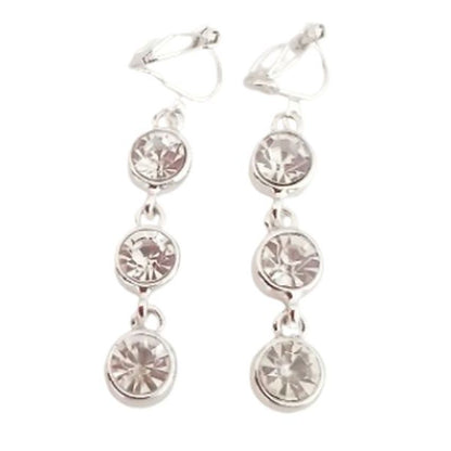 3 Stone Ladies Clip On Earrings