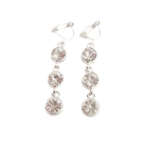 3 Stone Ladies Clip On Earrings