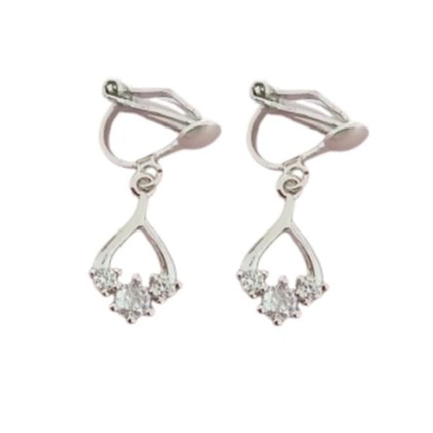 3 Stone Small Clip On Earrings
