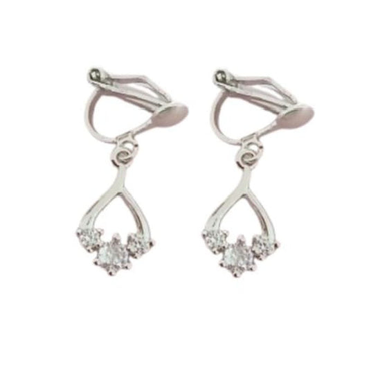 3 Stone Small Clip On Earrings