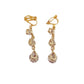 3 Drop Cubic Zirconia Gold Clip On Earrings