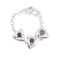 3 Linked Triangle Bracelet With Purple Centre Stones