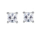6mm Square Cubic Zirconia Silver Earrings