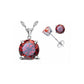 8mm Red Cubic Zirconia Solitaire Matching Jewellery Set