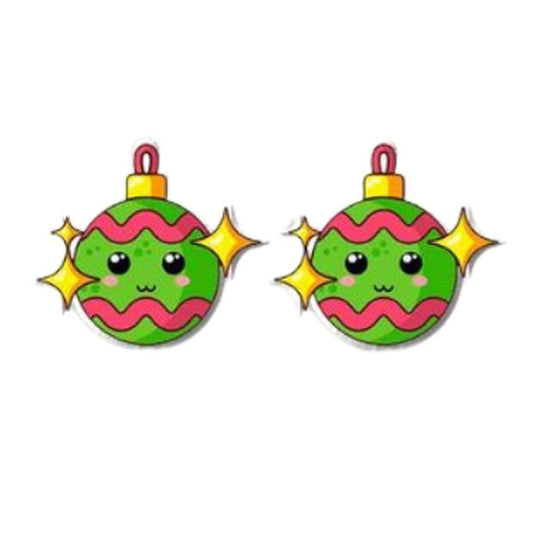 Acrylic Christmas Bauble Stud Earrings