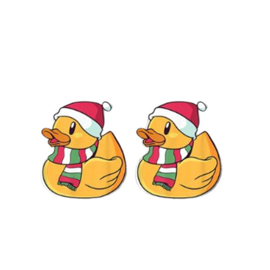 Acrylic Christmas Duck Stud Earrings