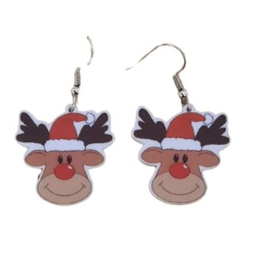 Acrylic Reindeer Face Earrings