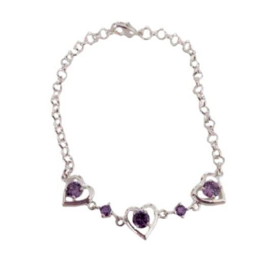 Adjustable Silver Bracelet With Heart Links