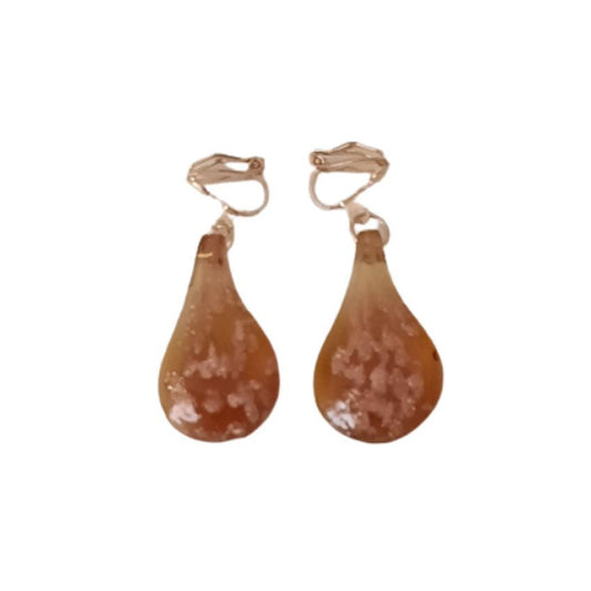 Amber Glitter Clip On Earrings